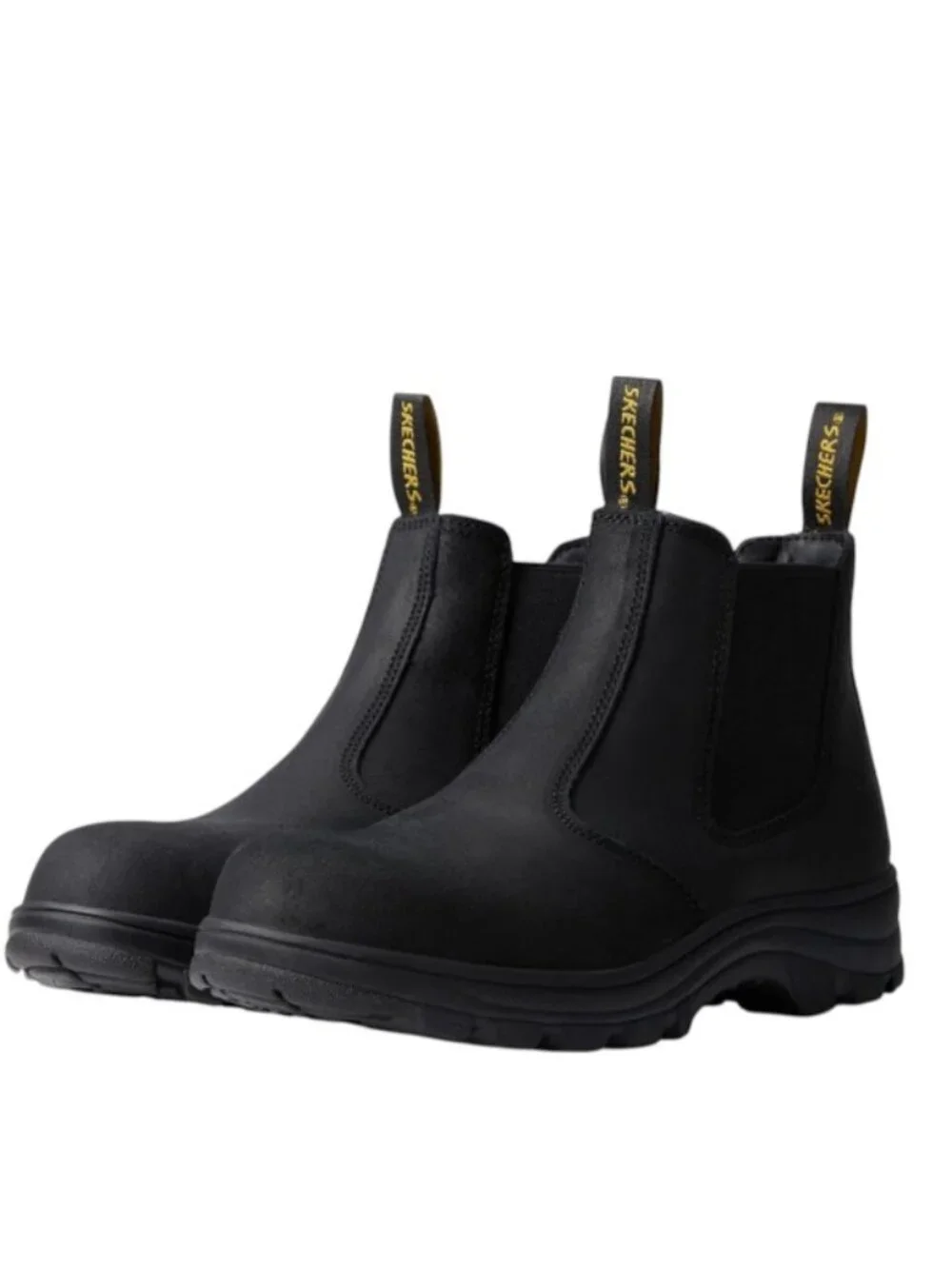 Skechers Men's Black Workshire Jannit Com-Toe Slip-On Work Chelsea Boots Size 10